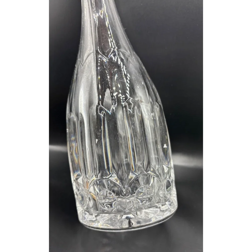 Vintage Glass Liquor Decanter with Fan Shell Stopper Starburst Base 13